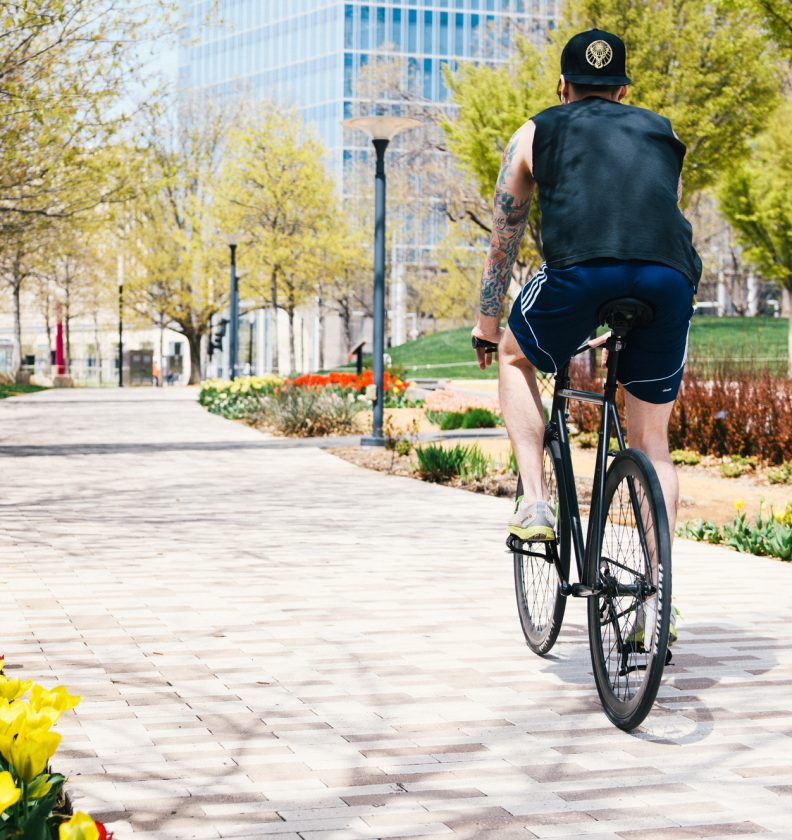 man on bicycle in the park